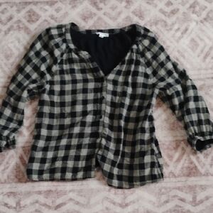 🚨5 For $25🚨 Beach Lunch Lounge Women's Large Plaid Button-Up Shirt